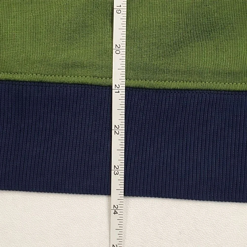 We Wore What Crewneck Sweatshirt Womens Small Colorblocked Hunter Green & Navy - Picture 9 of 16